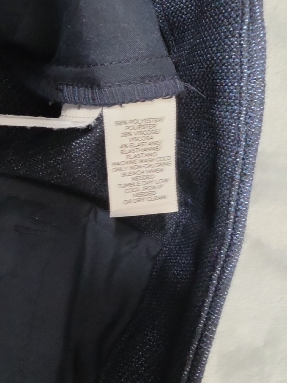 LOFT Navy Textured Straight-Leg Trousers - Picture 6 of 7